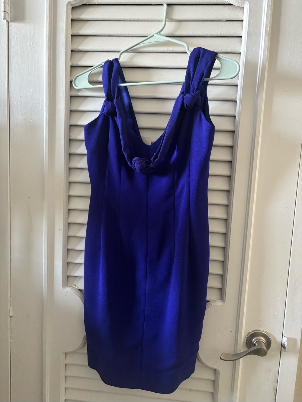 Nicole Miller Cobalt Blue Knot-Shoulder Dress